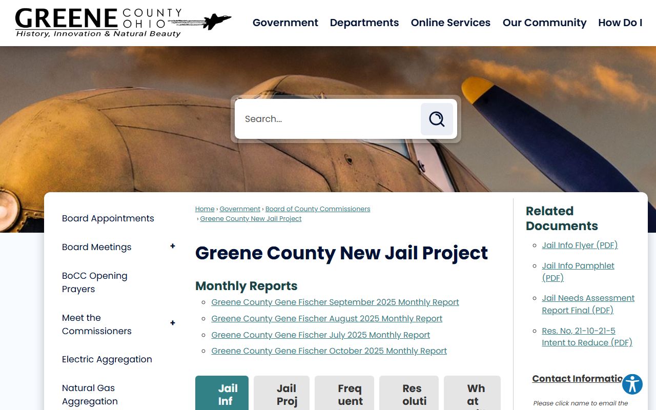 Greene County inmate population new jail project capacity information