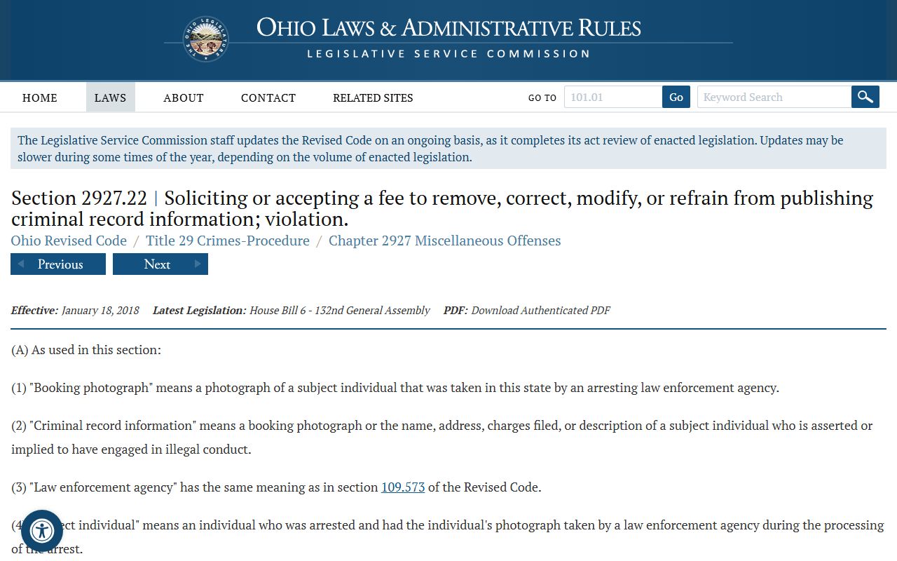 Ohio booking photograph law for Greene County jail mugshots